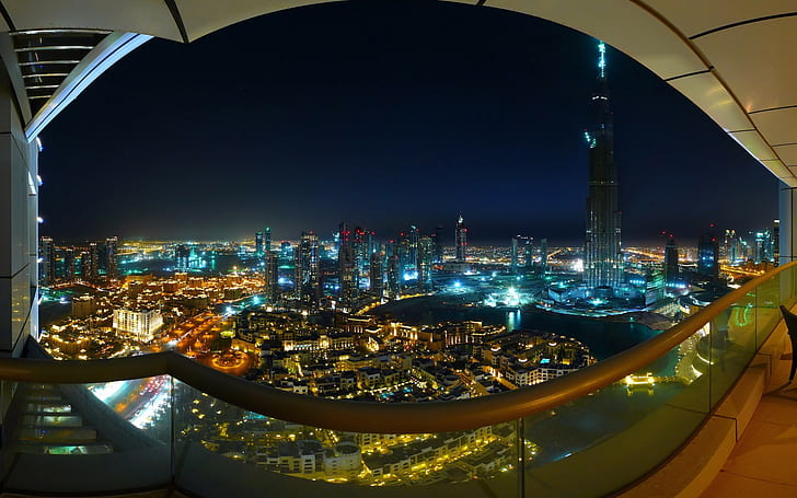 night, cityscape, Dubai, HD wallpaper