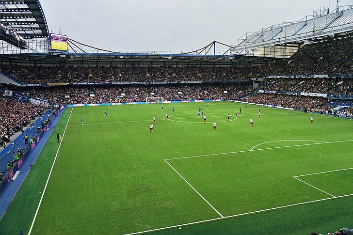 soccer field, Chelsea FC, stadium, sport , sports, team sport, HD wallpaper