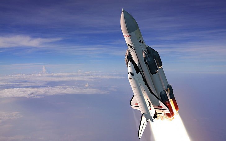 buran, ussr, Outer, space, shuttle, russian, energia, sky, air vehicle, HD wallpaper