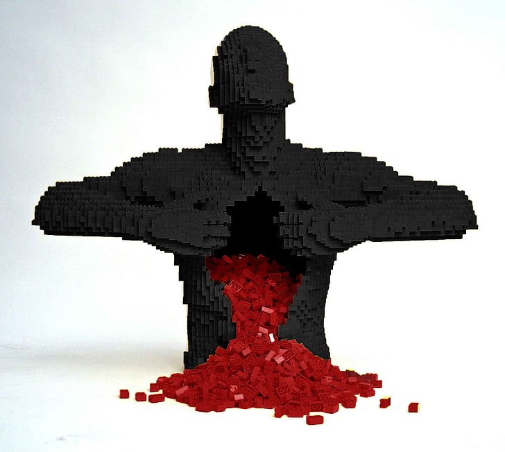 man holding his chest illustration, LEGO, toys, white background, HD wallpaper