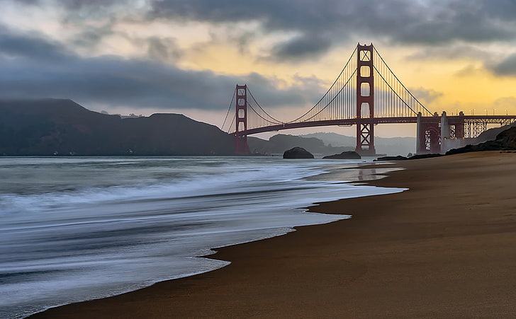 San Francisco, USA, Golden Gate Bridge, Pacific Ocean, sea, HD wallpaper