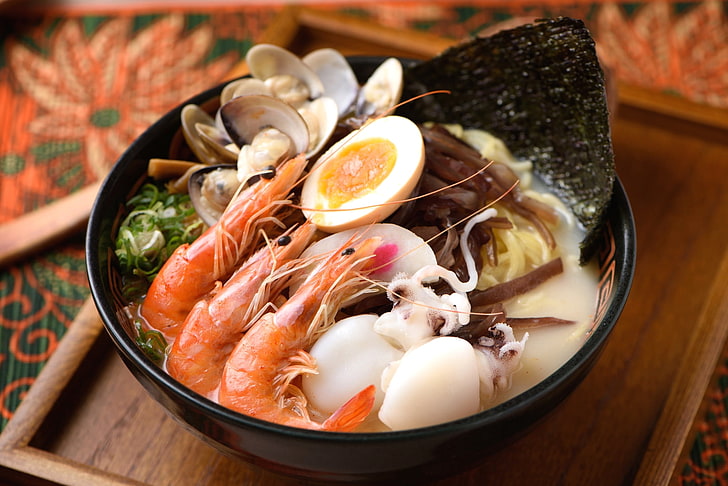 egg, shrimp, seafood, squid, shellfish, food and drink, healthy eating, HD wallpaper