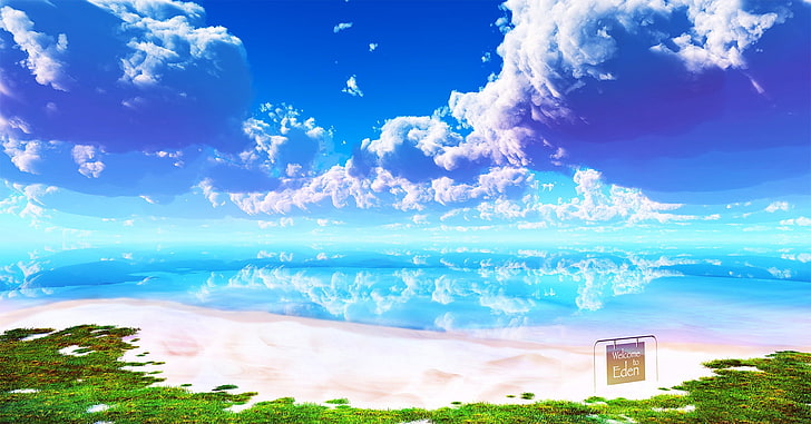 nature, beach, Eden, brightness, water, sky, cloud - sky, sea, HD wallpaper