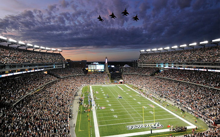 Football, New England Patriots, stadium, sport, sky, nature, HD wallpaper