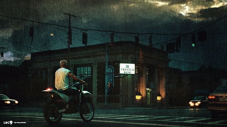white and black dirt bike, crime, Ryan Gosling, The Place Beyond the Pines
