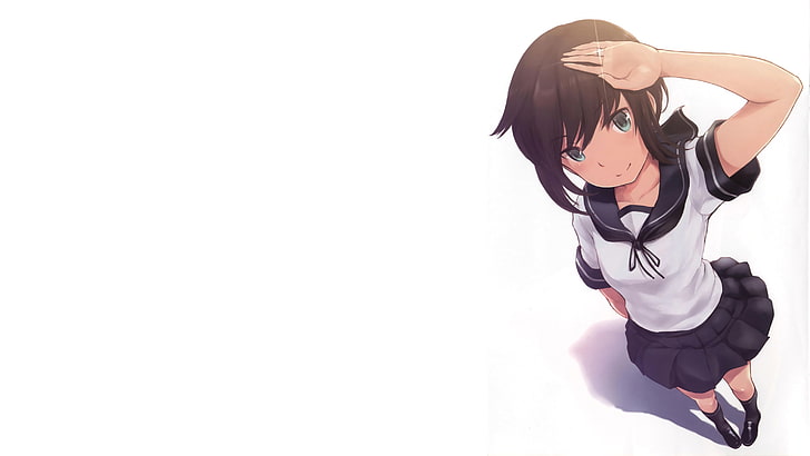 schoolgirl, white  background, anime girls, Kantai Collection, HD wallpaper