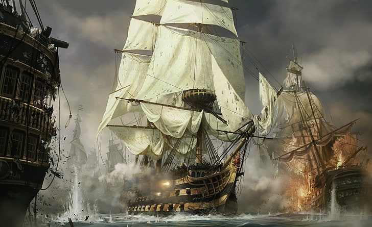 Age Of Empires Concept Art, brown galleon ship, Games, architecture, HD wallpaper