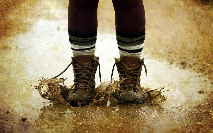 shoes, people, dirt, mud