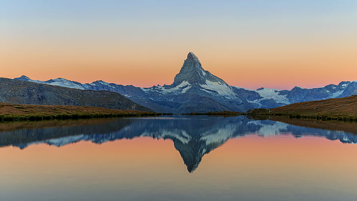 body of water and mountain during daytime, Daybreak, am, Zermatt, HD wallpaper