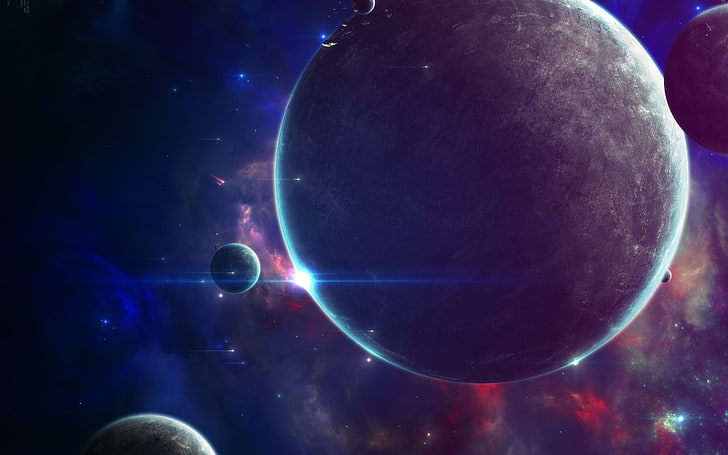 gray planets, planet wallpaper, space, universe, galaxy, space art