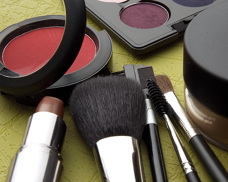 makeup brush kit, cosmetics, brushes, paint, visagiste, beauty Product, HD wallpaper