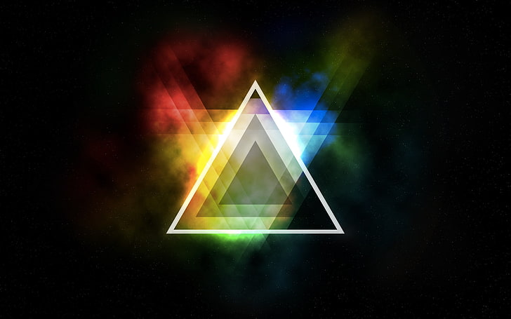 assorted-color triangles digital wallpaper, abstract, colorful