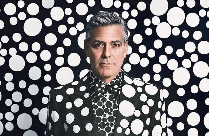 George Clooney Suit, men's black and white polka-dot blazer, Movies, HD wallpaper