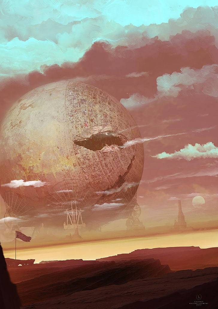 Kuldar Leement, futuristic, science fiction, artwork, cloud - sky