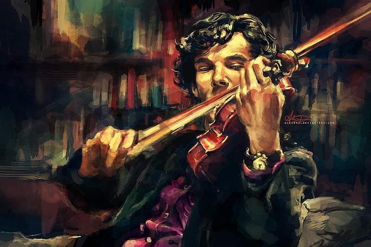 HD wallpaper: Sherlock Holmes, violin, Benedict Cumberbatch, watch, music |  Wallpaper Flare