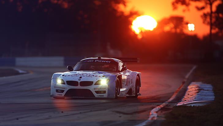 The Mans, BMW, Race, Glow, Sunset, White, Team, Performance, HD wallpaper