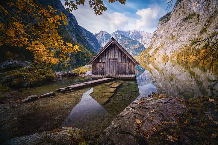 autumn, landscape, mountains, nature, lake, Germany, Bayern
