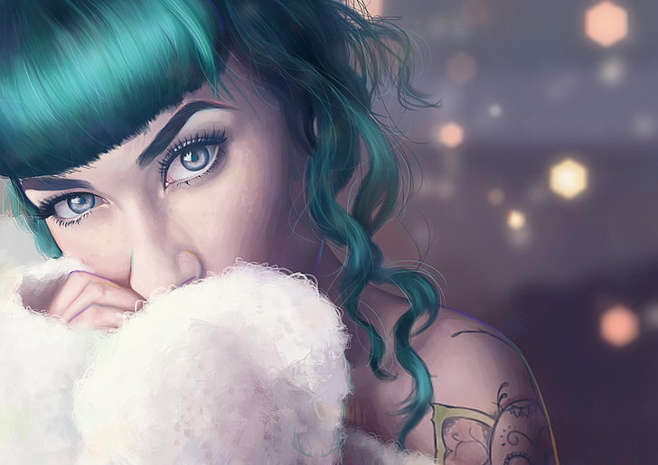 eyes, green hair, Vexel, portrait, young adult, headshot, one person, HD wallpaper