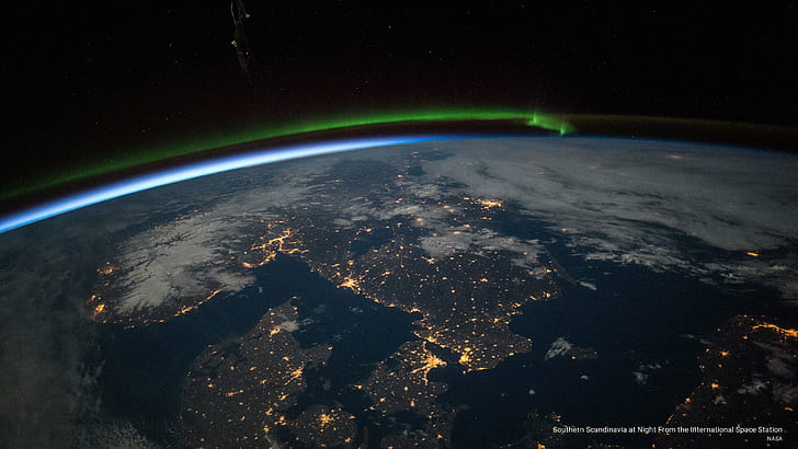 Southern Scandinavia at Night From the International Space Station, HD wallpaper
