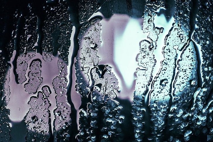 clear glass, bokeh, cold  colors, macro, purple  rain, rain  water HD wallpaper