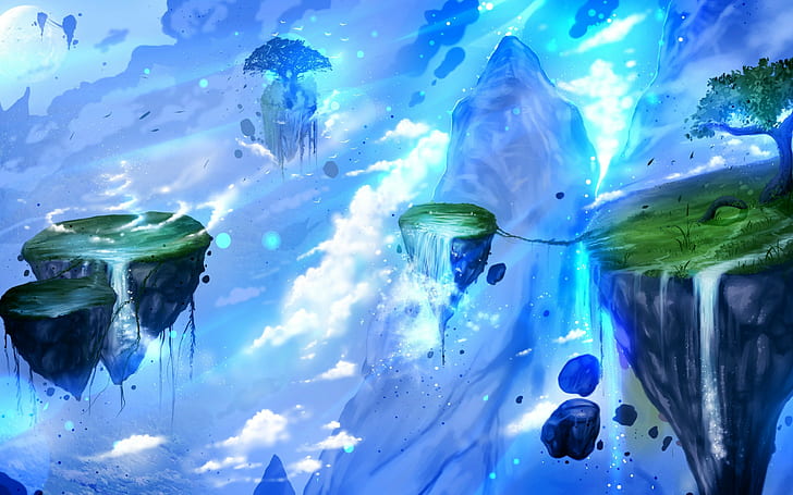 fantasy art, artwork, floating island, HD wallpaper