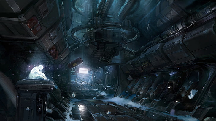 gray spaceship interior wallpaper, Halo, Halo 4, Cortana, concept art