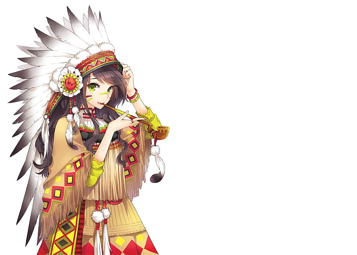 HD wallpaper: anime girls, long hair, Indian, Nardack, traditional clothing  | Wallpaper Flare