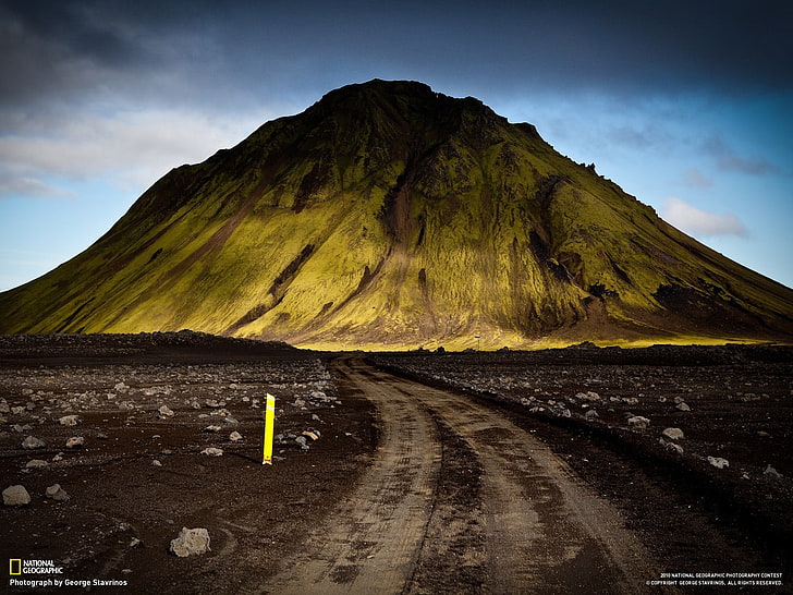Iceland, mountains, dirt road, landscape, National Geographic, HD wallpaper