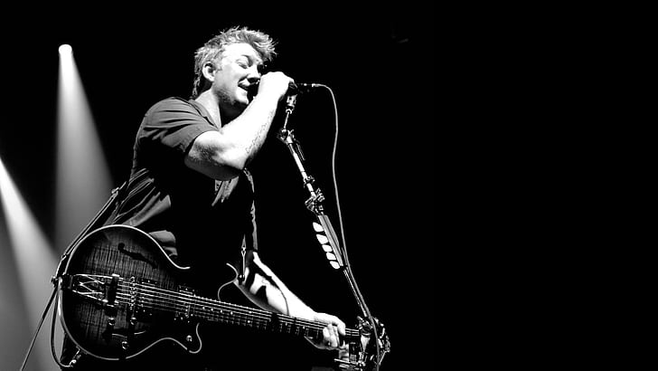 Queens of the Stone Age Guitar Concert BW HD, music, HD wallpaper