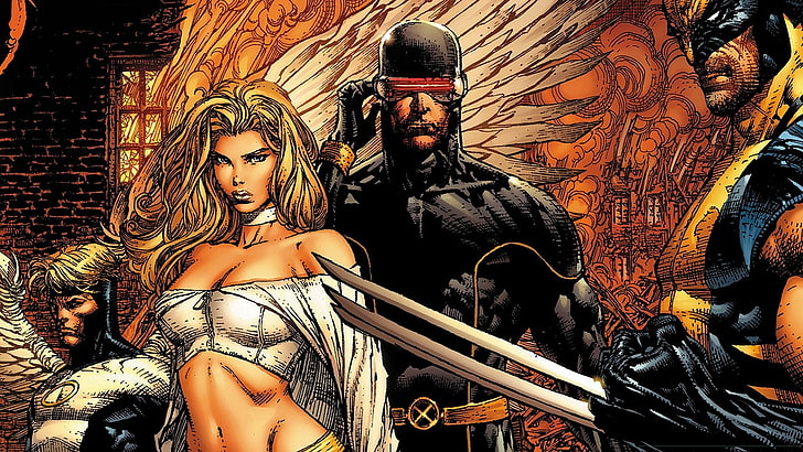 X-Men, Cyclops (Marvel Comics), Emma Frost, Wolverine, HD wallpaper