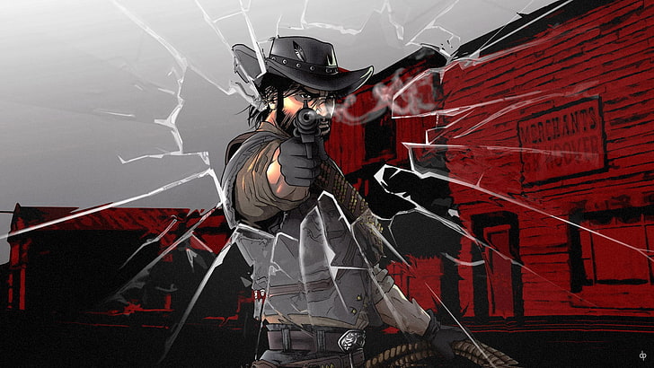 anime chracter man illustration, Red Dead Redemption, artwork, HD wallpaper