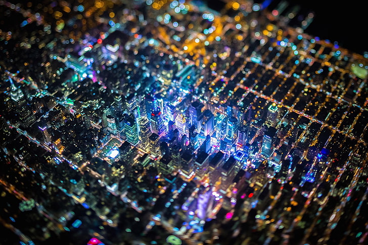 Vincent Laforet, New York City, Manhattan, tilt shift, multi colored, HD wallpaper