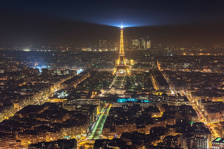 Paris, night, cityscape, Eiffel Tower, city lights