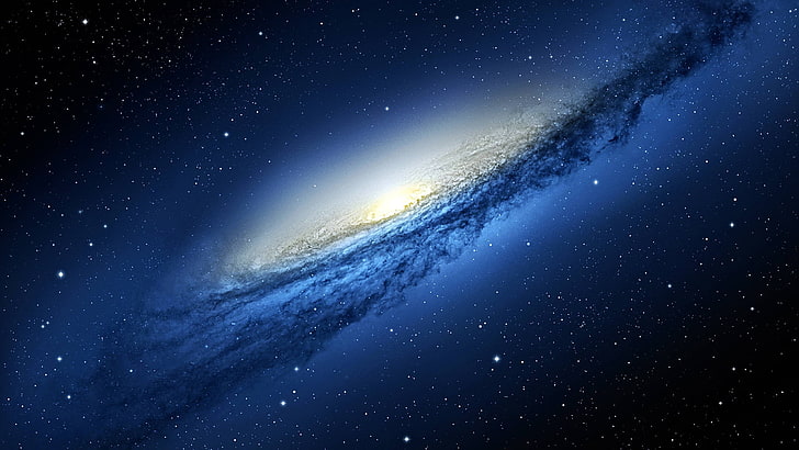 blue galaxy digital wallpaper, stars, space, space art, digital art