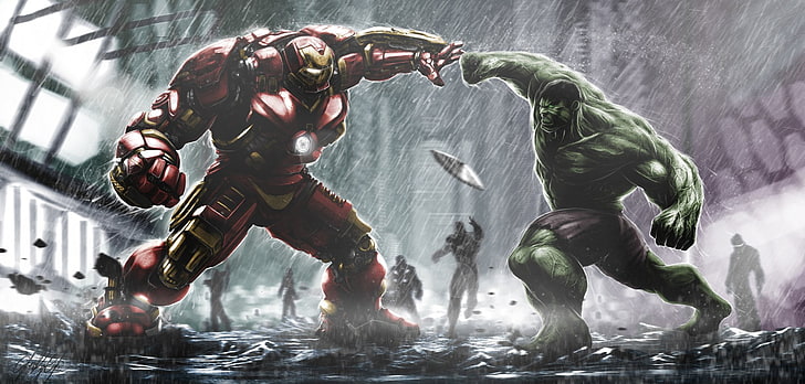The Avengers, Avengers: Age of Ultron, Hulk, Hulkbuster, motion, HD wallpaper