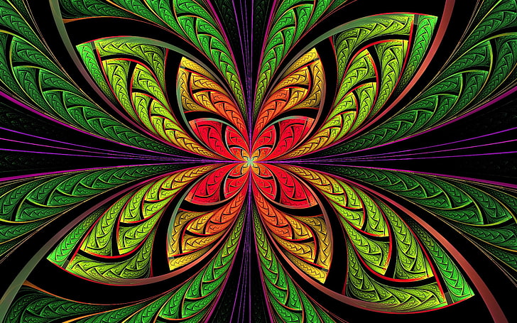 multicolored optical illusion, bright, flower shape, abstract, HD wallpaper
