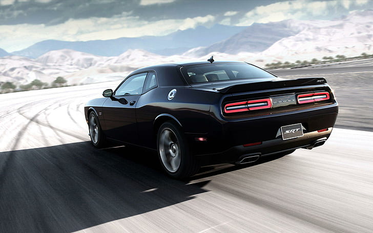 2015 Dodge Challenger SRT 4, black sports car, cars, HD wallpaper