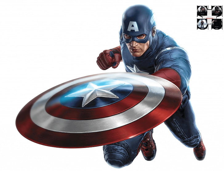 captain america windows, white background, one person, cut out, HD wallpaper