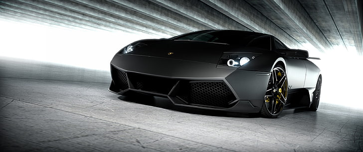 black sports car, Lamborghini Murcielago LP 670-4 SV, racecar, HD wallpaper