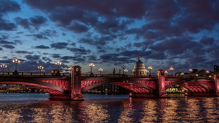 London, dusk, bridge, HD wallpaper