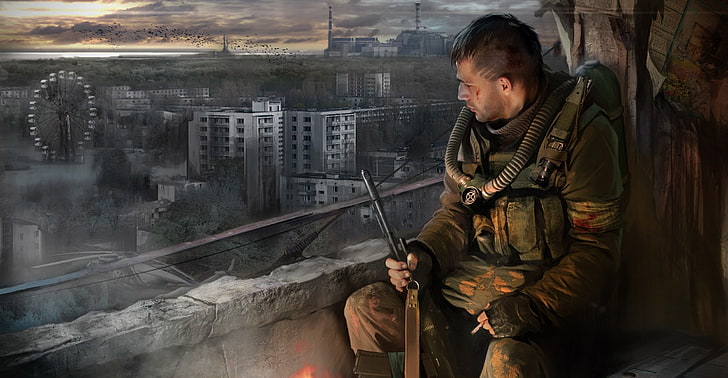 man wearing army suit illustration, Call Of Pripyat, S. T. A. L. K. E. R., HD wallpaper