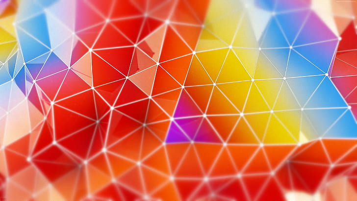 polygon, orange, red, Blue, background, ultra 4k pics