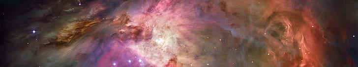 ESA, space, galaxy, Orion, Hubble Deep Field, triple screen