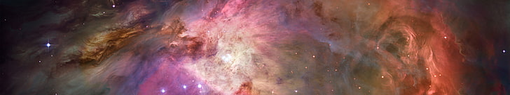 orange, gray, and pink galaxy, Orion, nebula, space, stars, suns