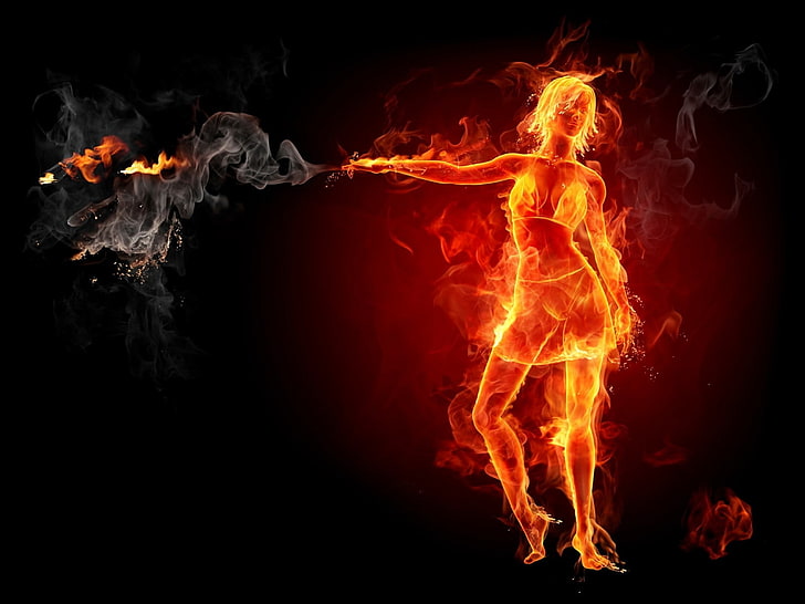 fire, smoke, burning, flame, fire - natural phenomenon, heat - temperature, HD wallpaper