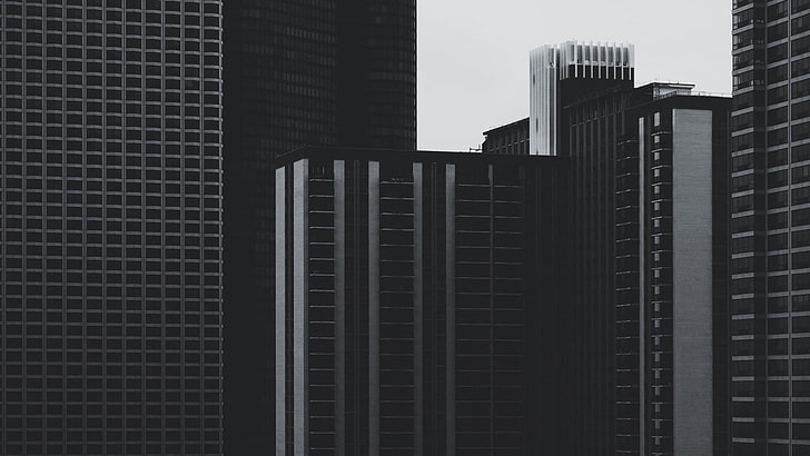 gray concrete building, monochrome, architecture, skyscraper, HD wallpaper