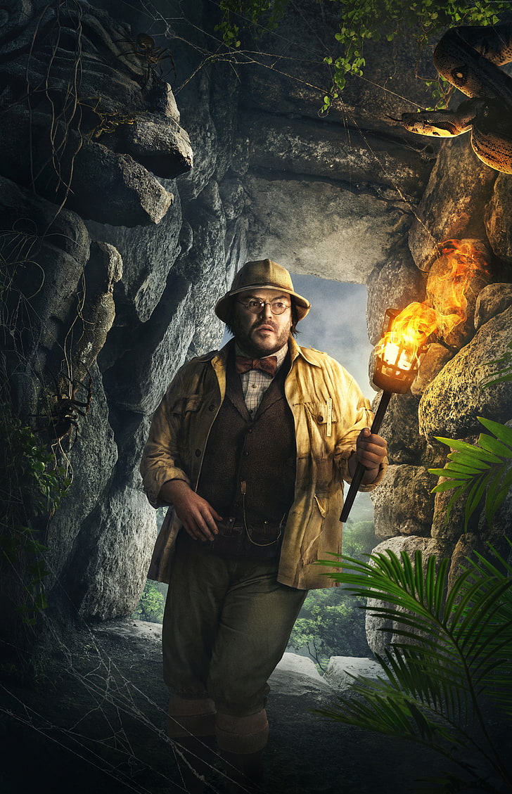 Jack Black, Jumanji: Welcome to the Jungle, 4k, one person, HD wallpaper