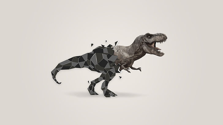 black Tyrannosaurus Rex wallpaper, low poly, Hippopotamus, animal