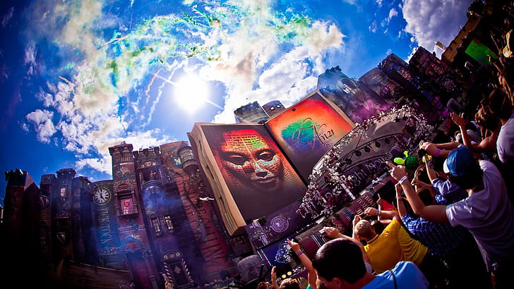 HD wallpaper: festival, tomorrowland, party, fun, music, concert, sun,  people | Wallpaper Flare