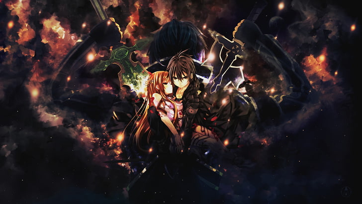 male and female anime characters, Sword Art Online, Kirigaya Kazuto, HD wallpaper